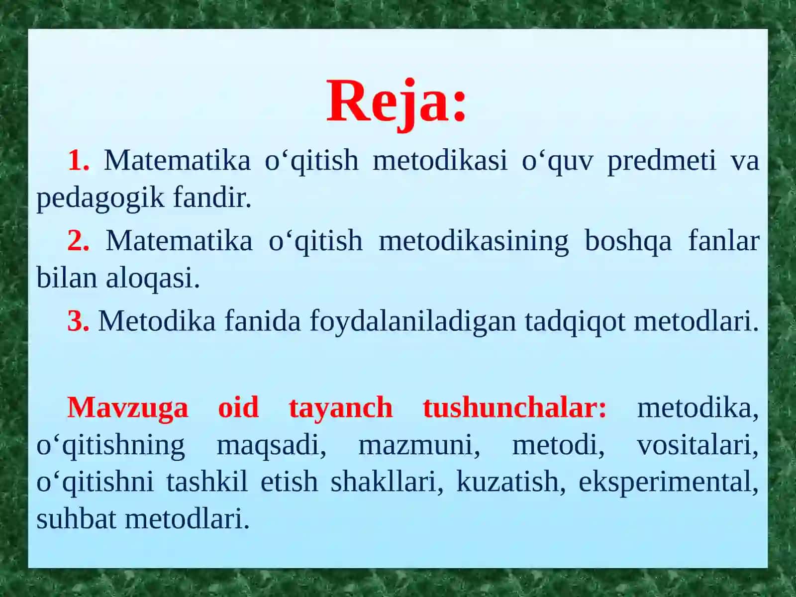 Mаtеmаtikа o'qitish metоdikasi 2
