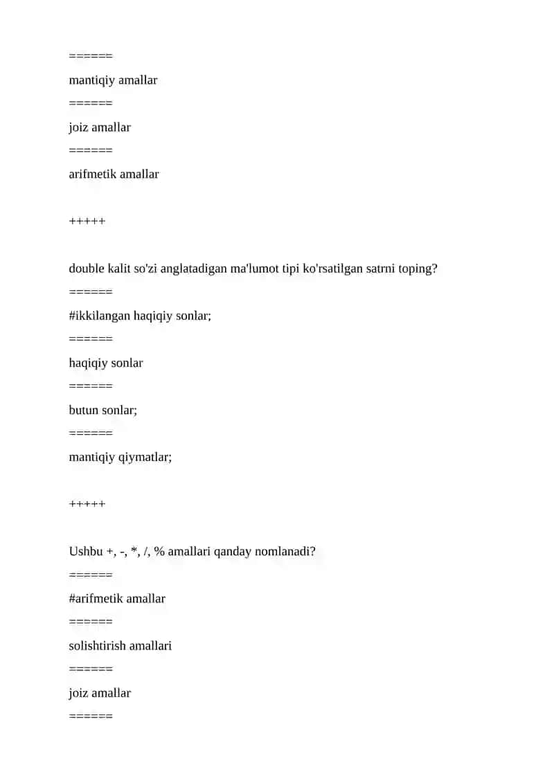 arifmetik amallar 2