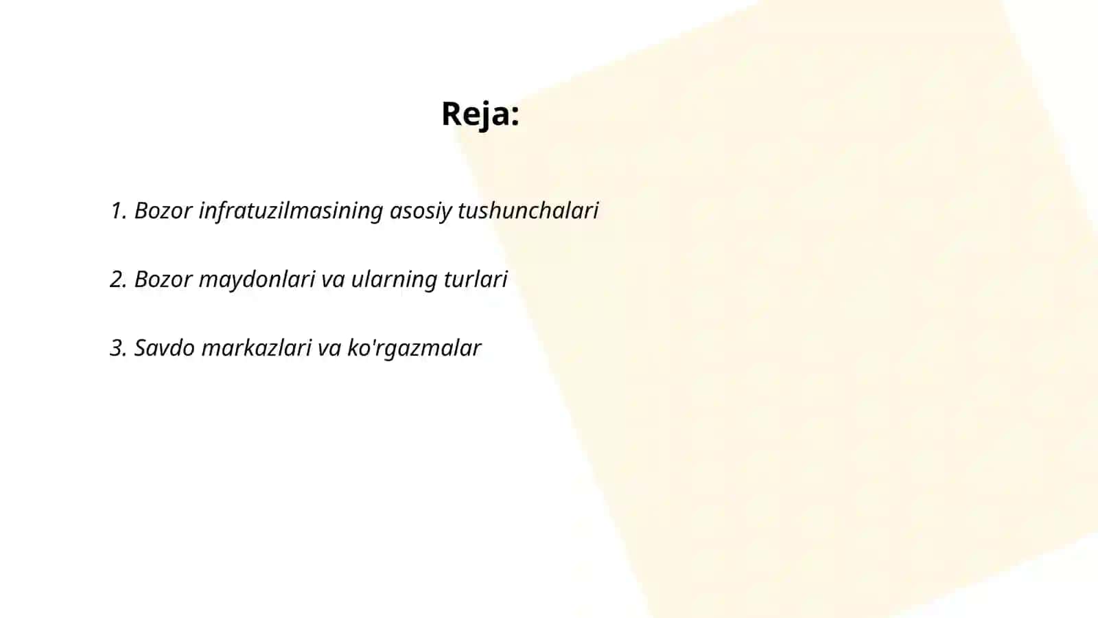 Bozor infratuzilmasi va uning unsurlari 2