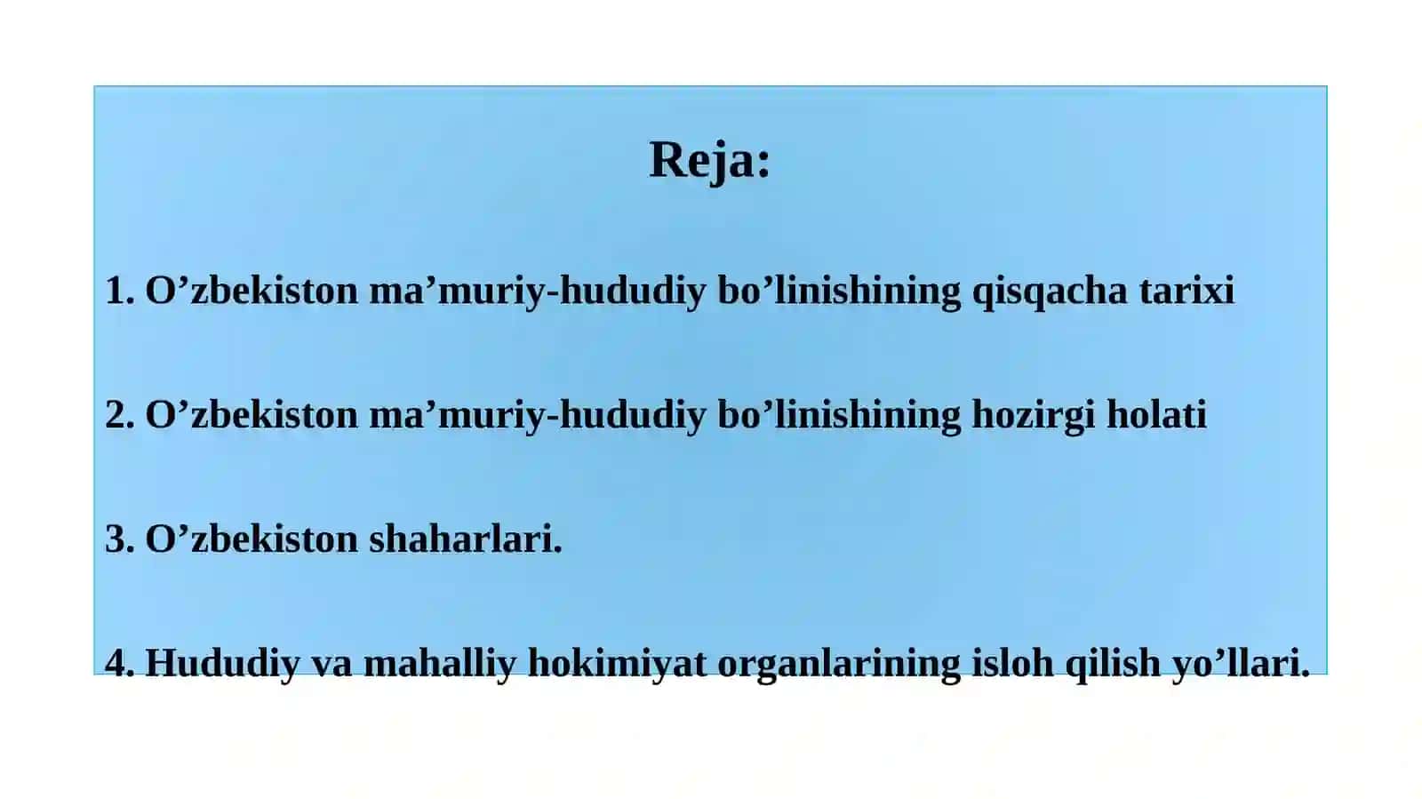 O’zbekistonning ma’muriy-hududiy bo’linishi 2
