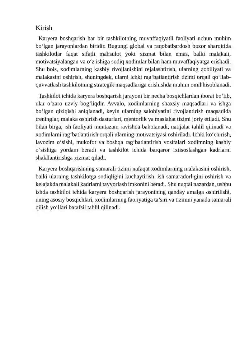 Tashkilot ichida karyera boshqarish jarayoni 2