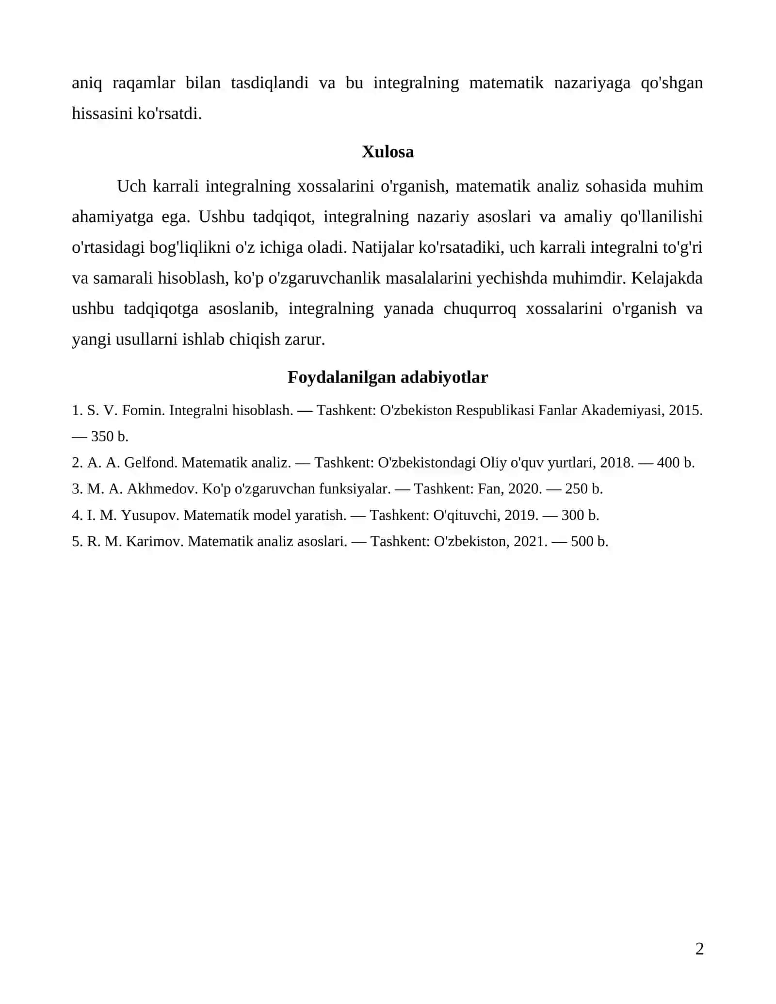 Uch karrali integralning xossalarining isbotlari 2