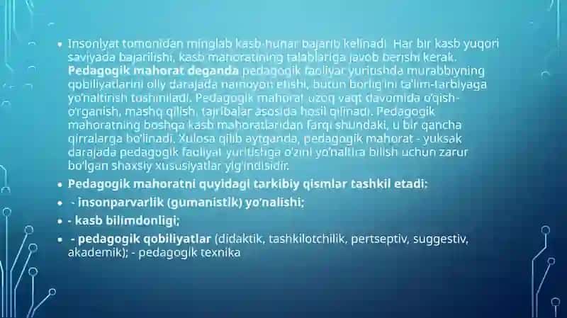 PEDAGOGIK MAHORAT VA KOMPETENSIYA MEZONLARI 2