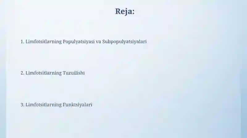 Limfotsitlarning Populyatsiyasi va Subpopulyatsiyalari 2