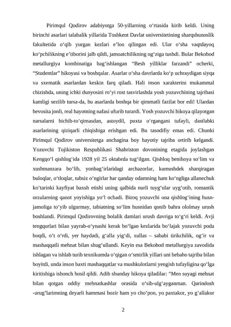 O‘zbek nasrida Pirimqul Qodirovning o‘rni 2