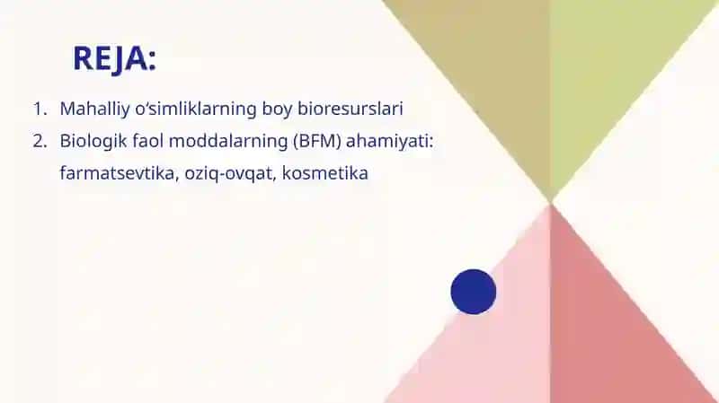 Mahalliy o’simliklarda biologik faol modda ajratish texnologiyasini ishlab chiqish 2