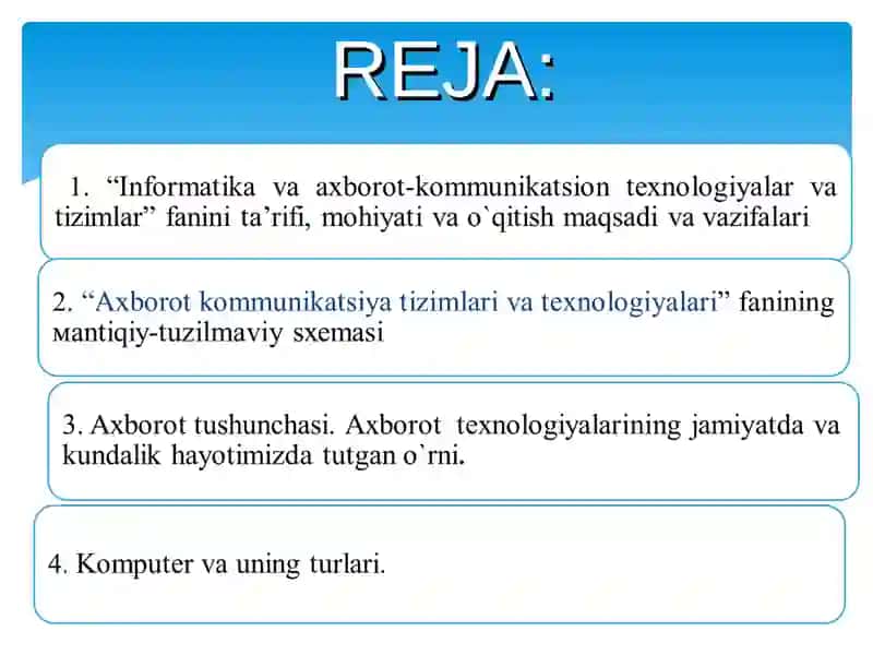 IQTISODIYOTDA AXBOROT-KOMMUNIKATSION TEXNALOGIYALAR VA TIZIMLAR FANIGA KIRISH 2