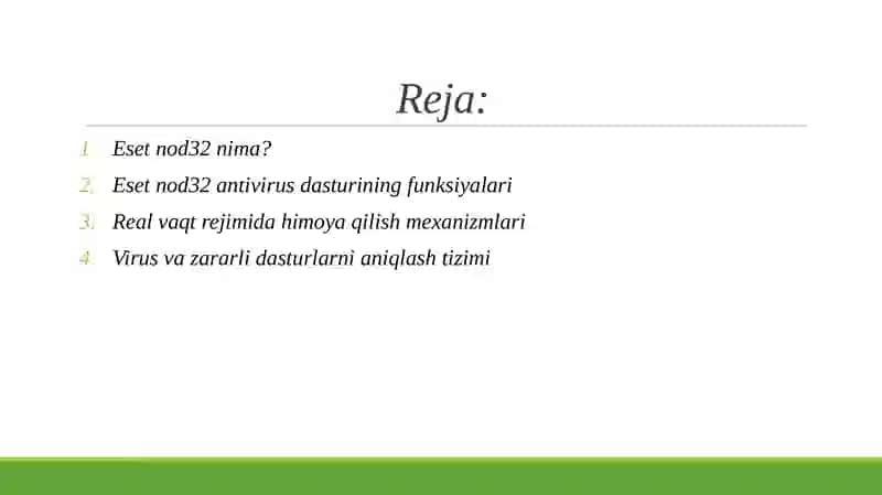 ESET NOD32 antivirus vositasidan foydalanish. 2