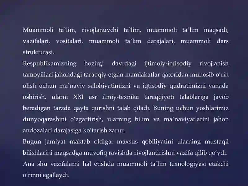 Dars jarayonida muammoli vaziyatlardan foydalanishda o ‘qituvchining mahorati va ijodkorligi 2