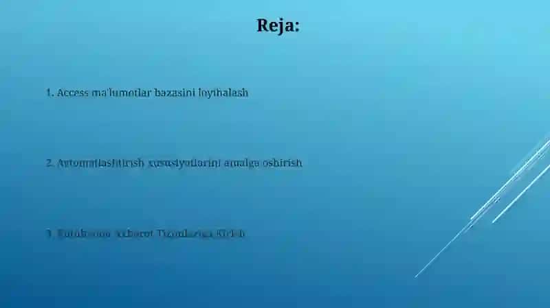 Access ma'lumotlar bazasini loyihalash 2