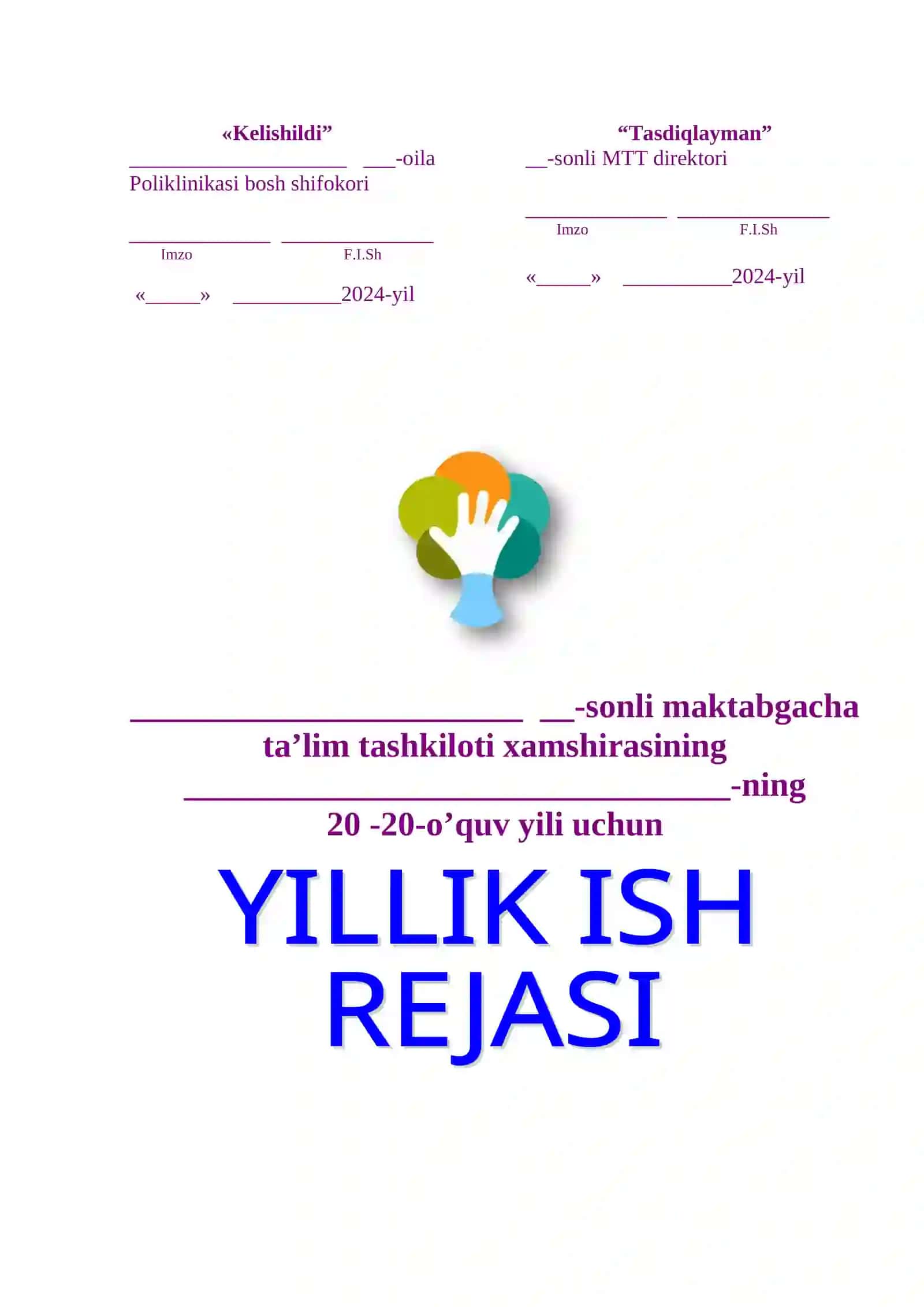 MAKTABGACHA TA'LIM HAMSHIRASI ISH REJASI 2