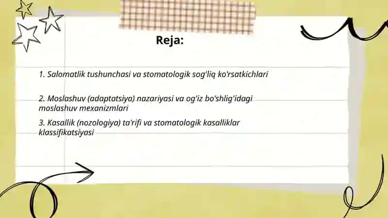 Salomatlik tushunchasi va stomatologik sog'liq ko'rsatkichlari 2