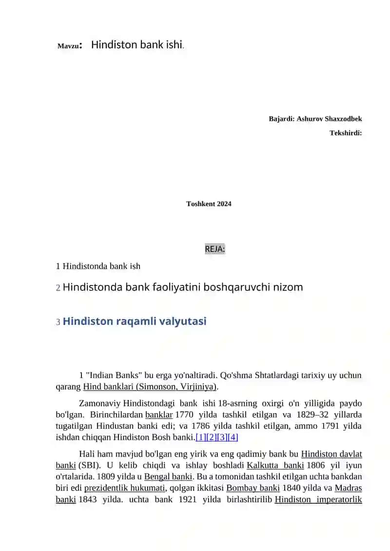 Hindiston bank ishi 2