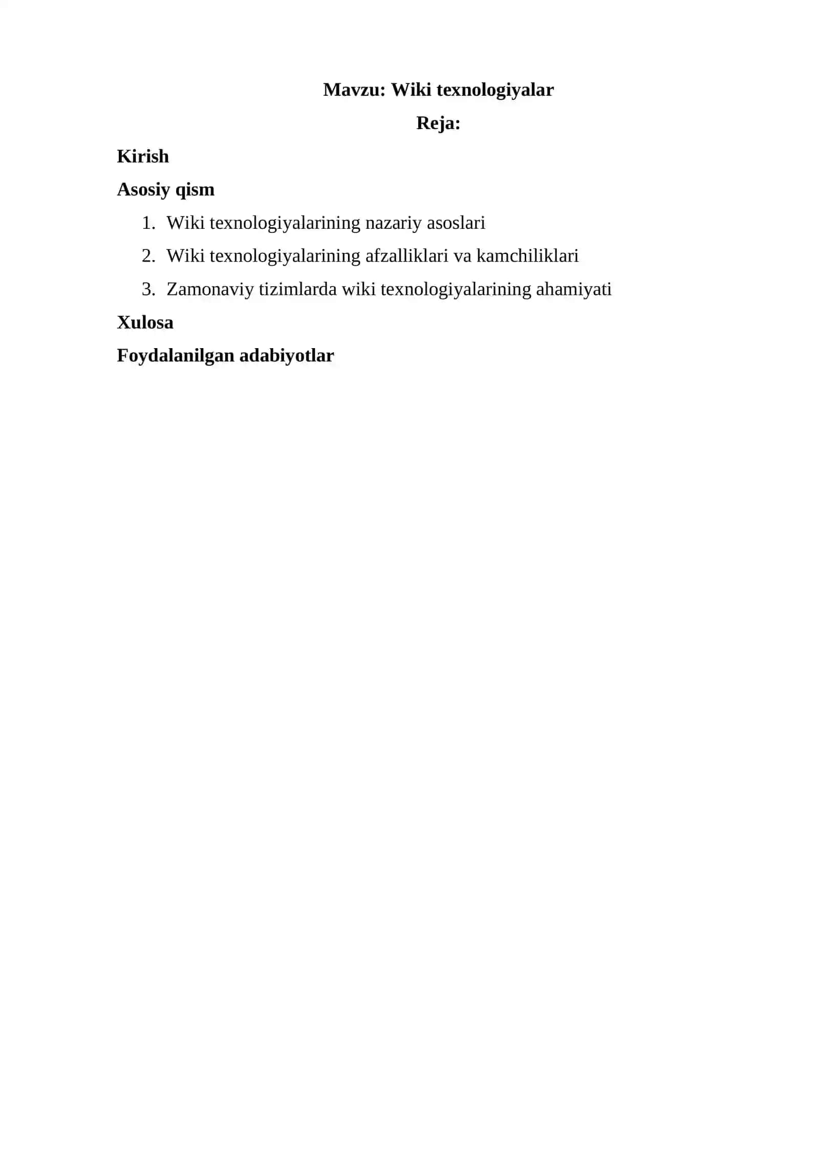 Wiki texnologiyalar 2