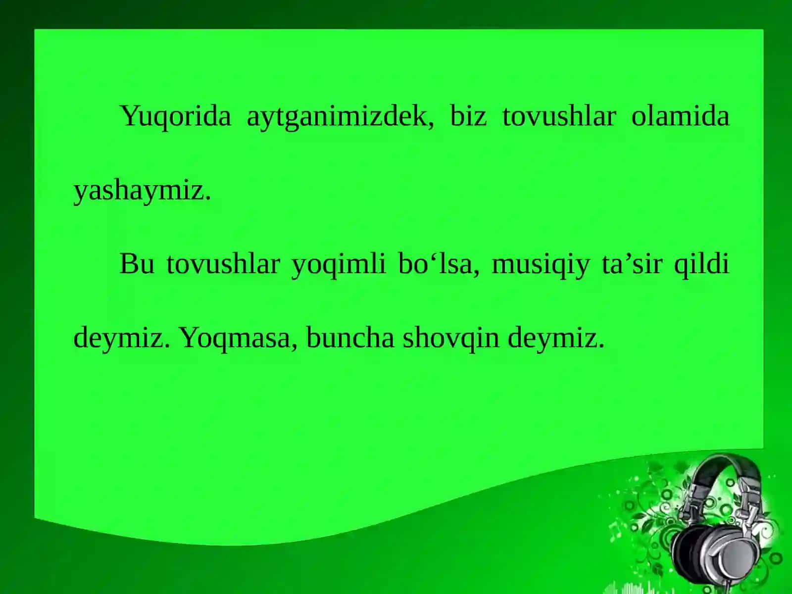 6-sinf Fizika fanidan Musiqiy tovushlar va shovqinlar dars taqdimoti 2