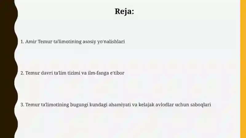 Amur Temur o'gitlarining tarbiyaviy ahamiyati 2