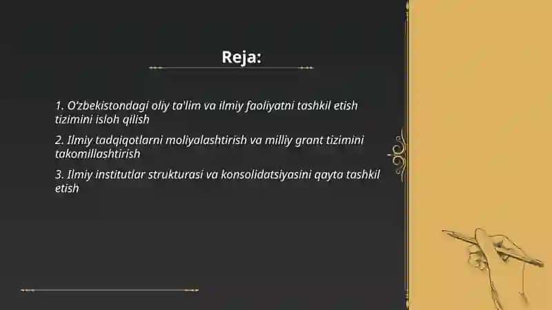 Oʻzbekistondagi olib borilayotgan ilmiy islohotlar 2