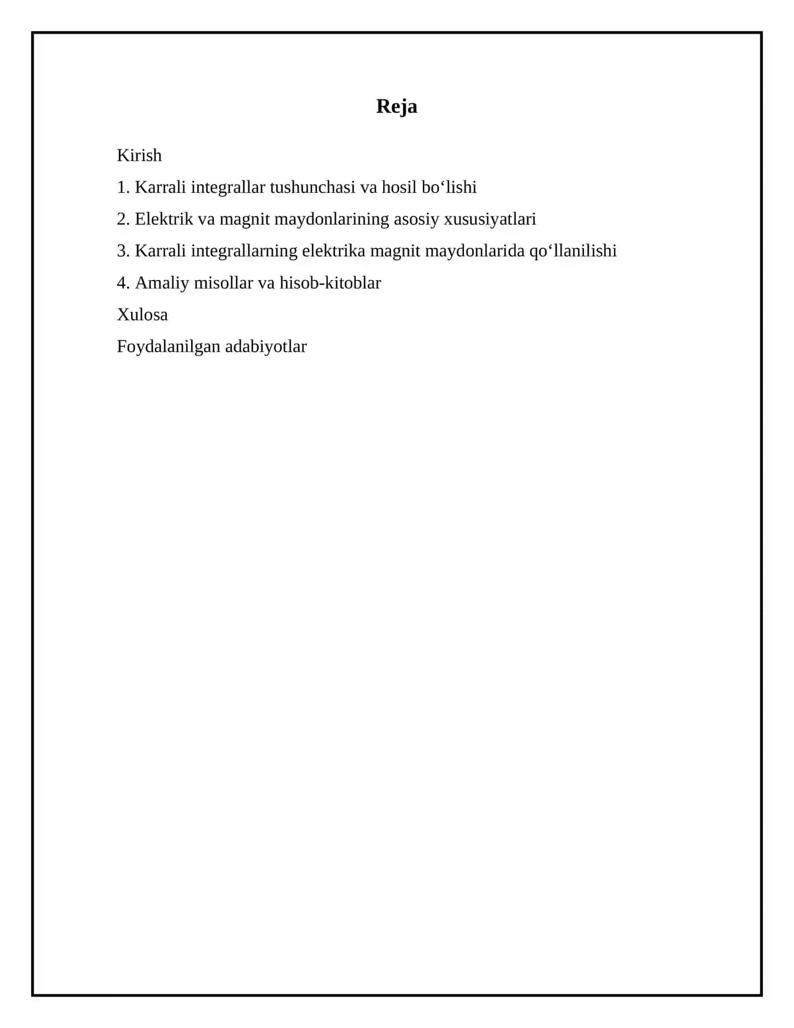 Karrali integrallarning elektrika magnit maydonlaridagi tatbiqlari 2