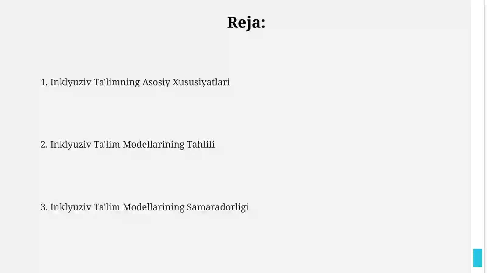 Inkulyuziv ta'lim modellari:tahlili va xususiyatlari 2
