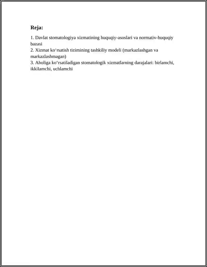 AHOLIGA DAVLAT STOMATOLOGIYA XIZMATINING TUZILISHI 2