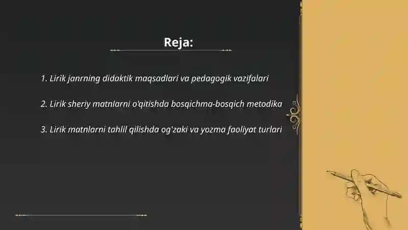 Lirik janrga hos sheriy matnlar ustida ishlash metodikasi Ikromova Shahnoza 2