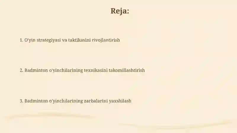 Badminton o'yinida shug'ullanuvchilarning o'yin texnikasini takomilashtirish va mahoratini oshirish 2