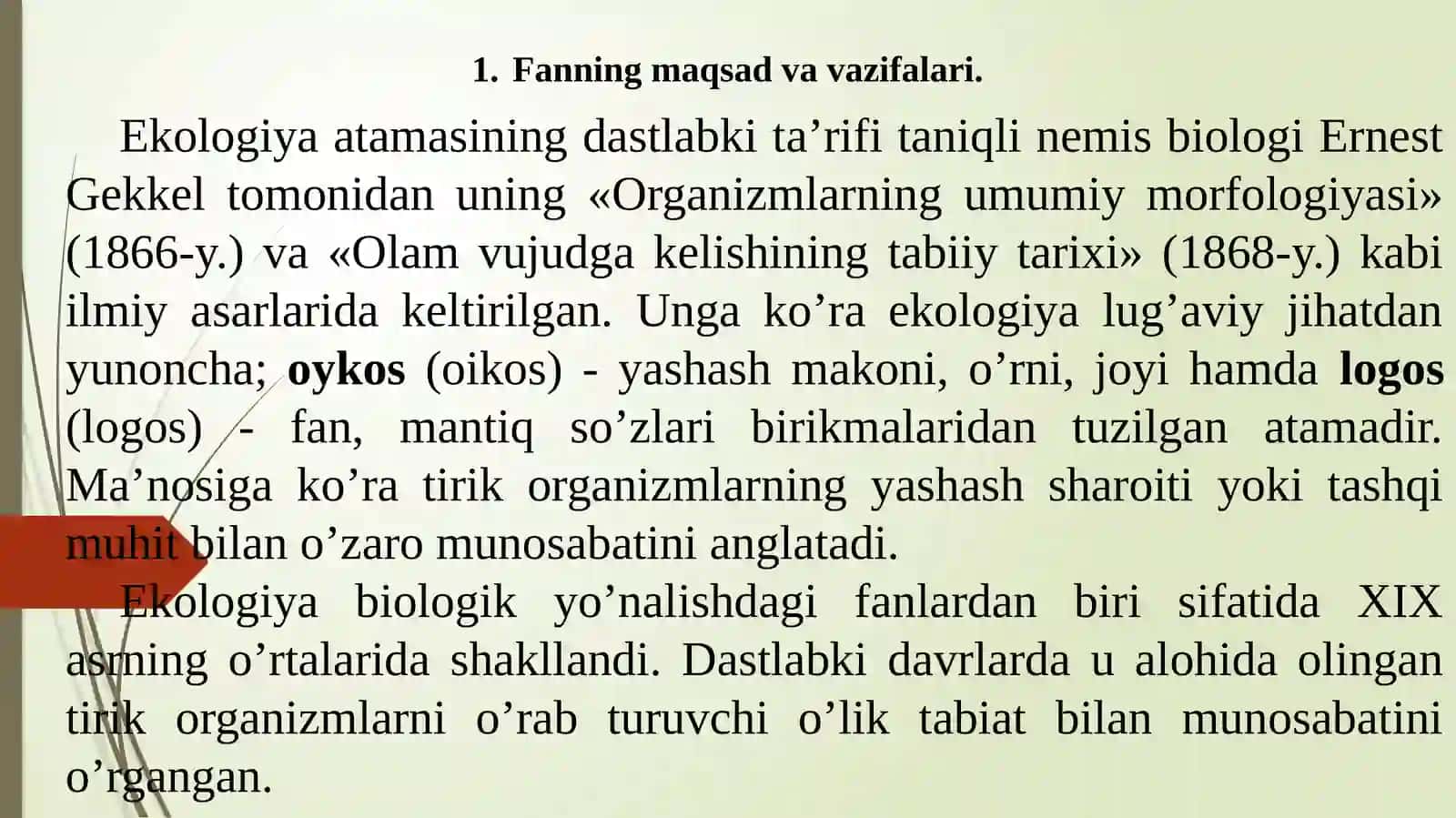 Ekologik ta’limot va uning shakllanishi 2