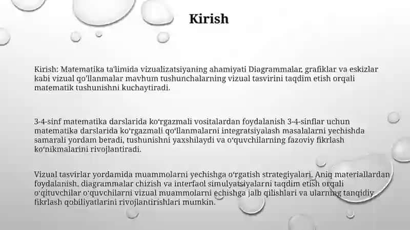 3 - 4 Sinf Matematika Darslarida Rasm, Sxema, Chizma Asosida Masala Yechishga O'Rgatish 2
