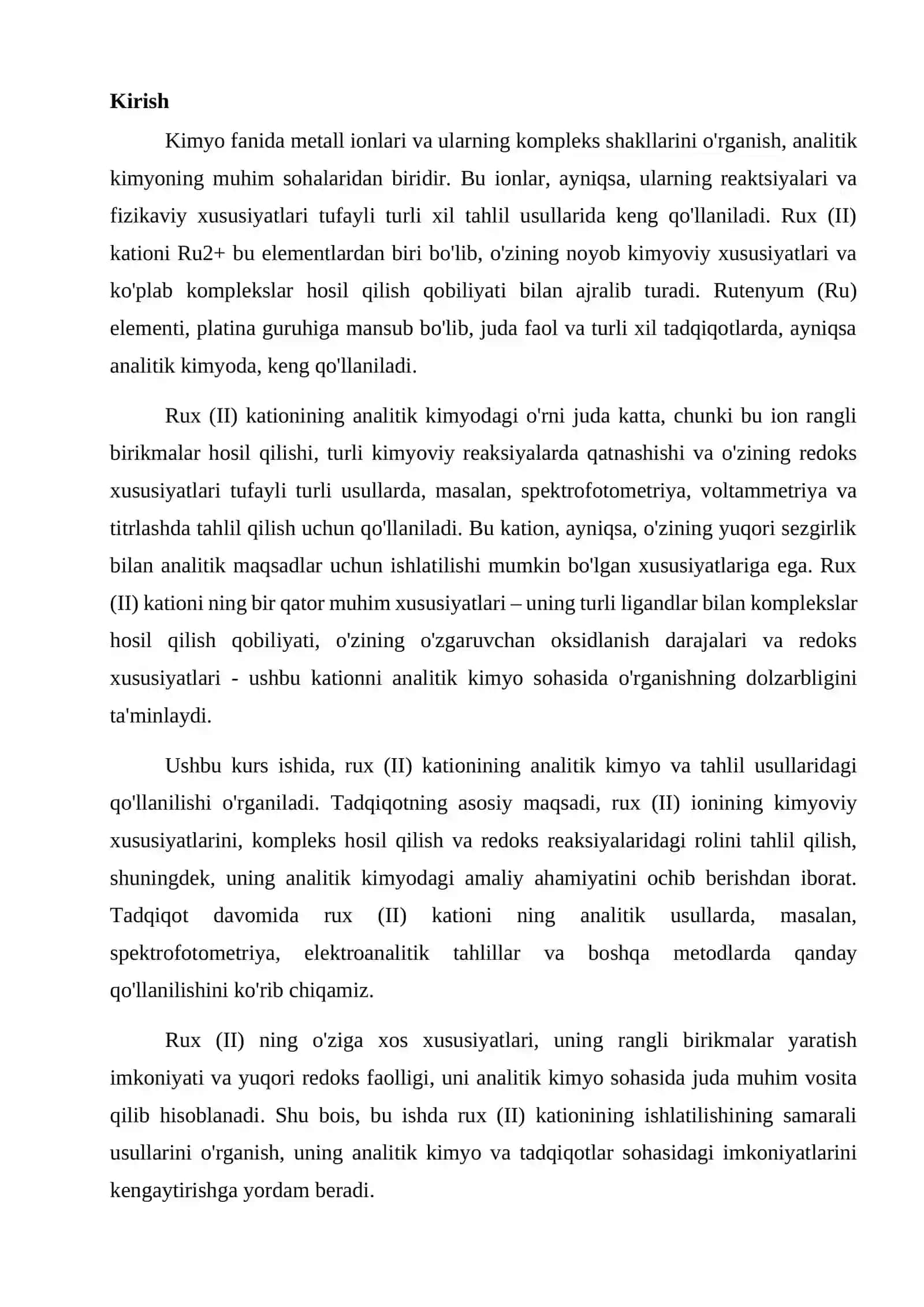 Rux (II) kationing analitik kimyosi 2