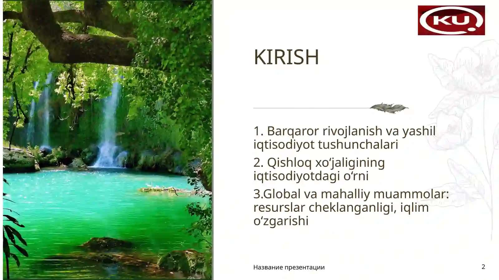 Qishloq xo‘jaligini “Yashil iqtisodiyot” asosida barqaror rivojlantirish 2