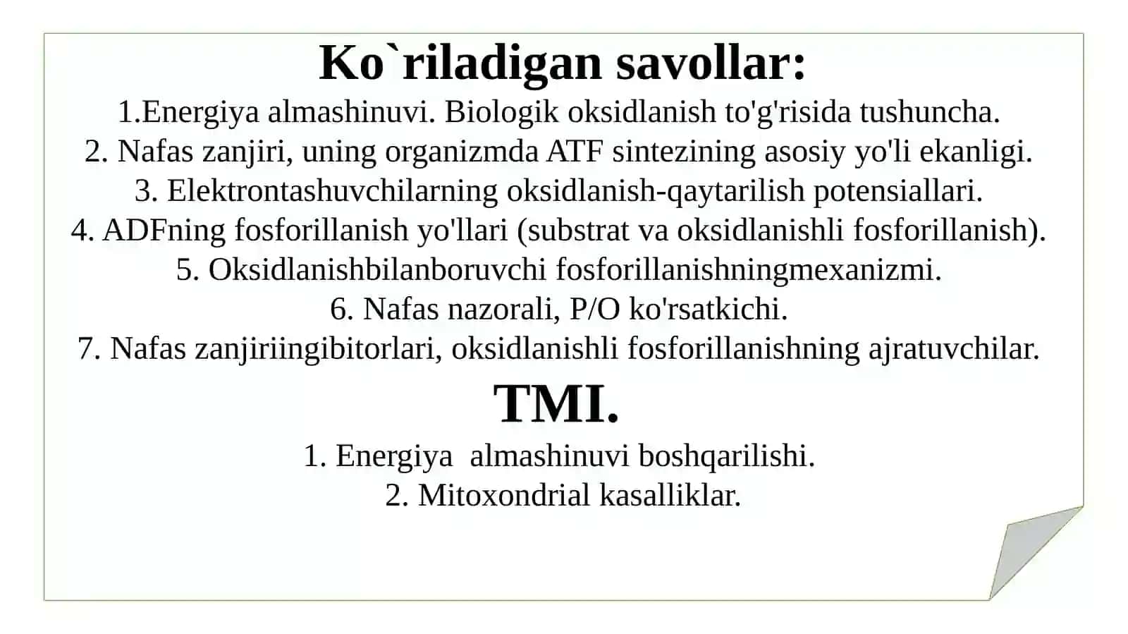 Biologik oksidlanish 2