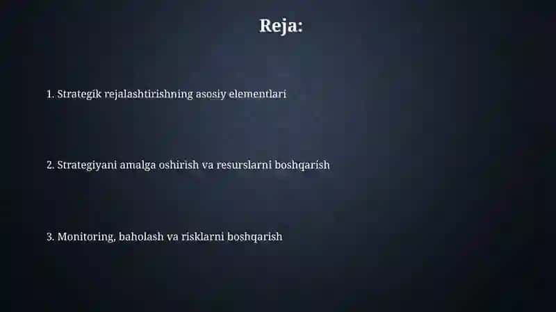 Strategik reja loyihasi 2
