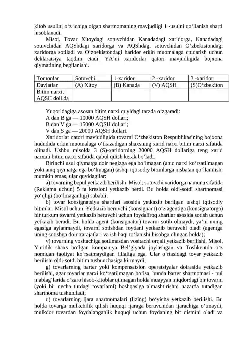 Tovarlarni bojxona qiymatini aniqlash 2