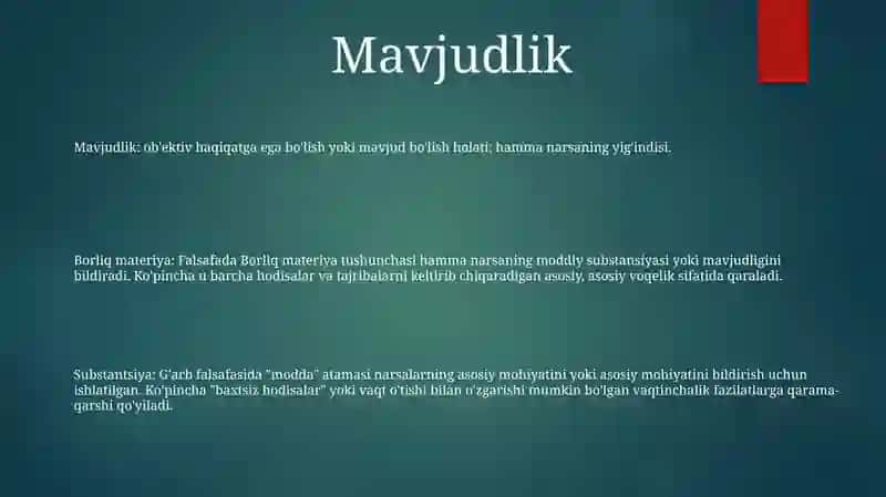 Borliq Materiya Va Substantsiya Tushunchalari 2