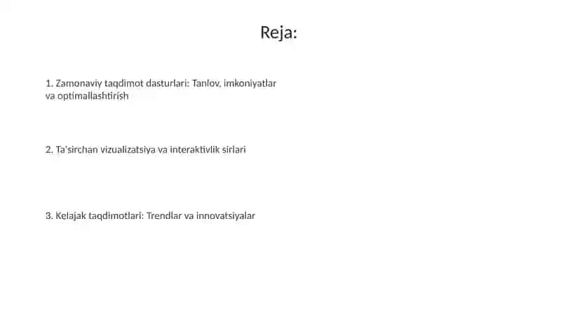 Taqdimotlarni ishlab chiqishning zamonaviy vositalari 2