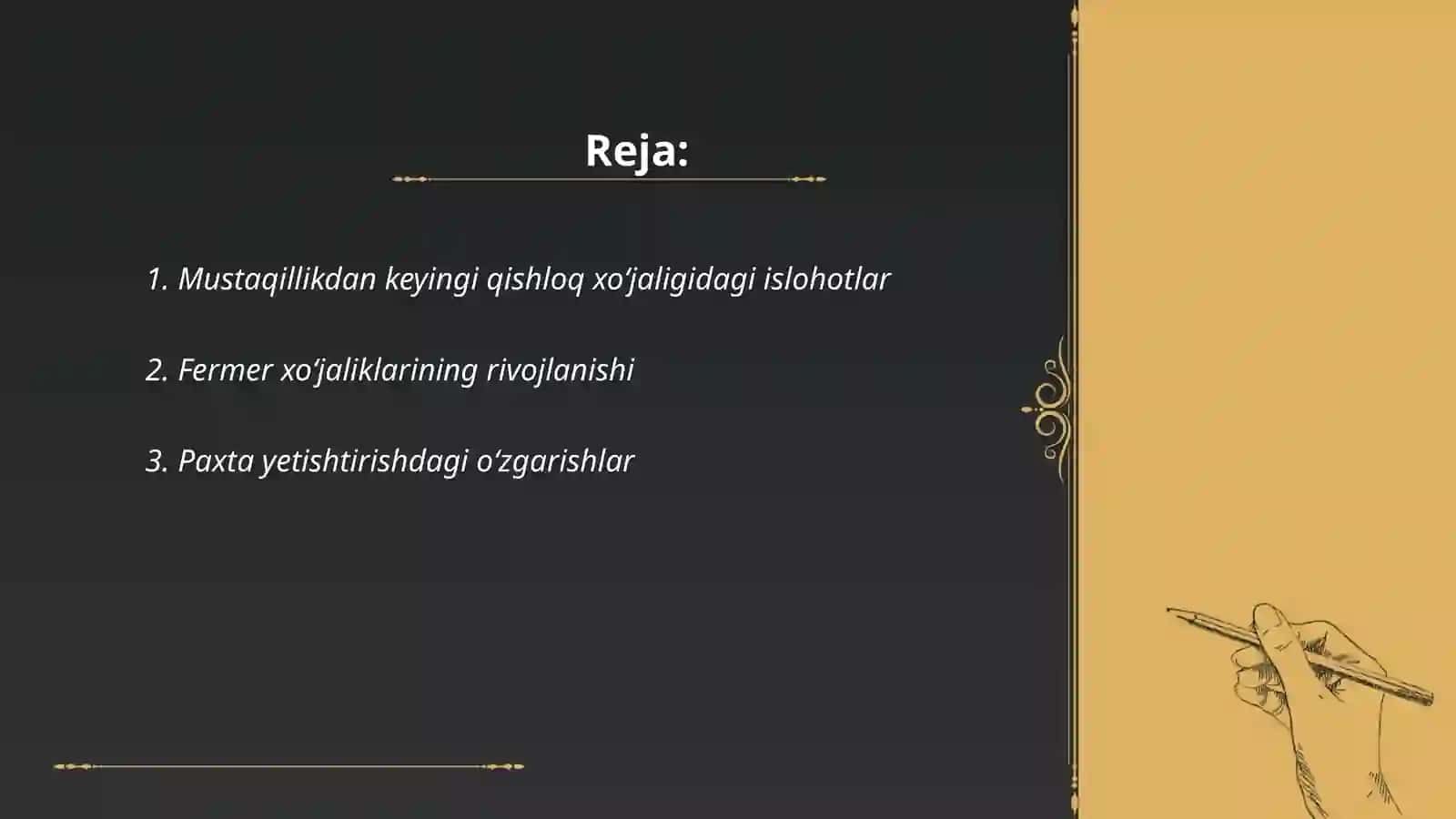 Mustaqillikdan keyingi qishloq xo‘jaligidagi islohotlar 2
