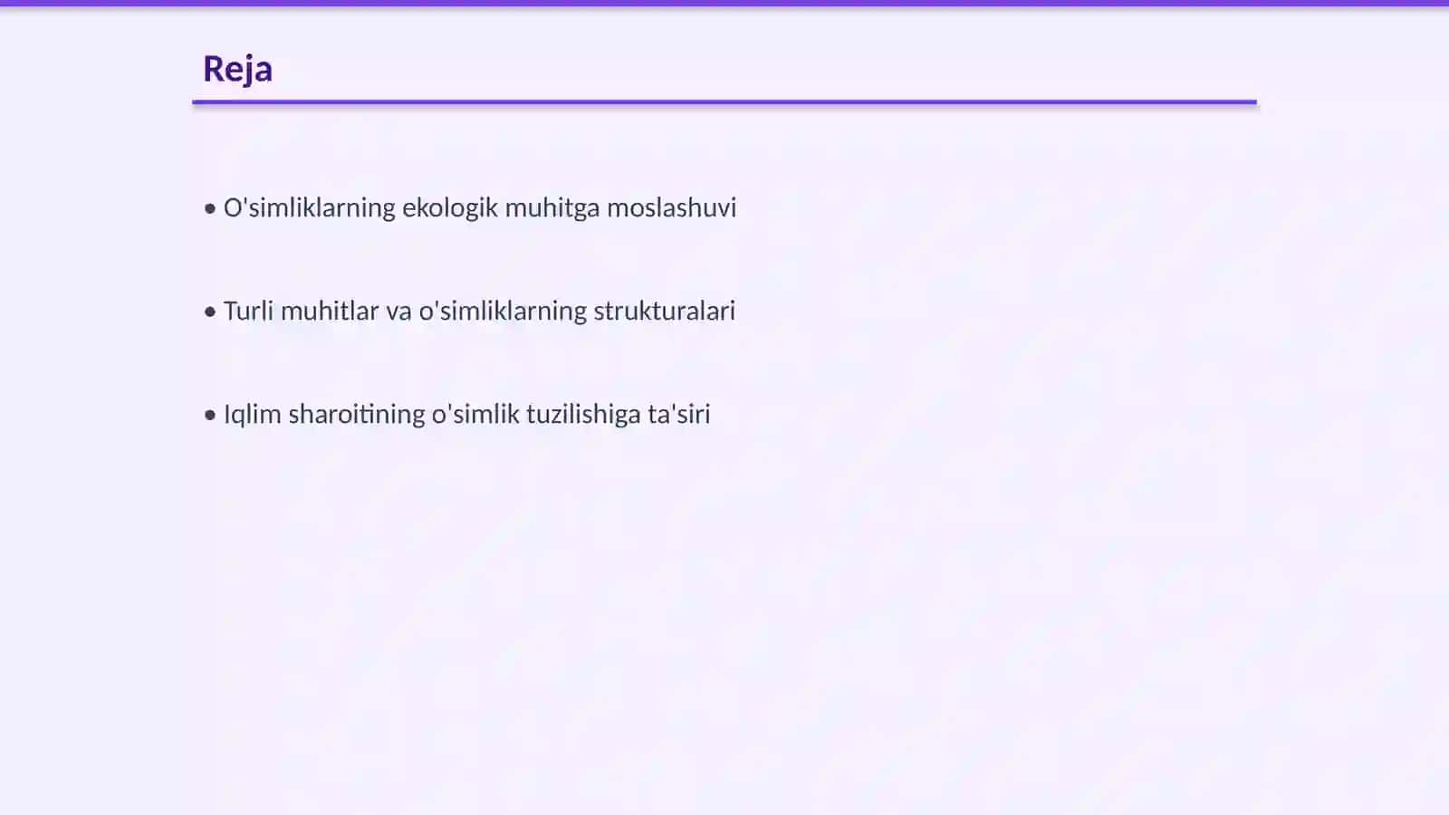 Turli muhit sharoyitida o'sgan o'simliklarning tuzilishini taqqoslash 2