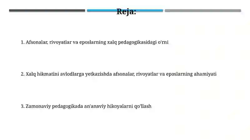 Afsonalar, rivoyatlar, va eposlar xalq pedagogikasidagi oʻrnivaahamiyati 2