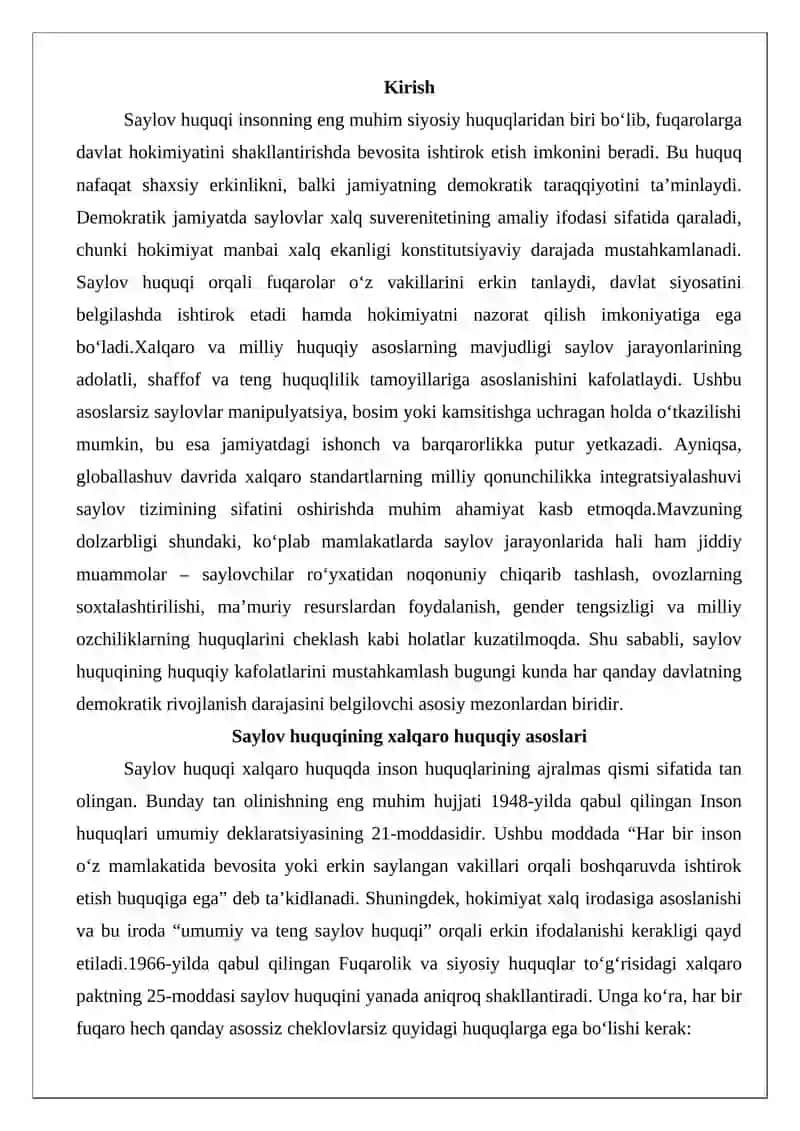 Inson saylov huquqining xalqaro va milliy huquqiy asoslari 2