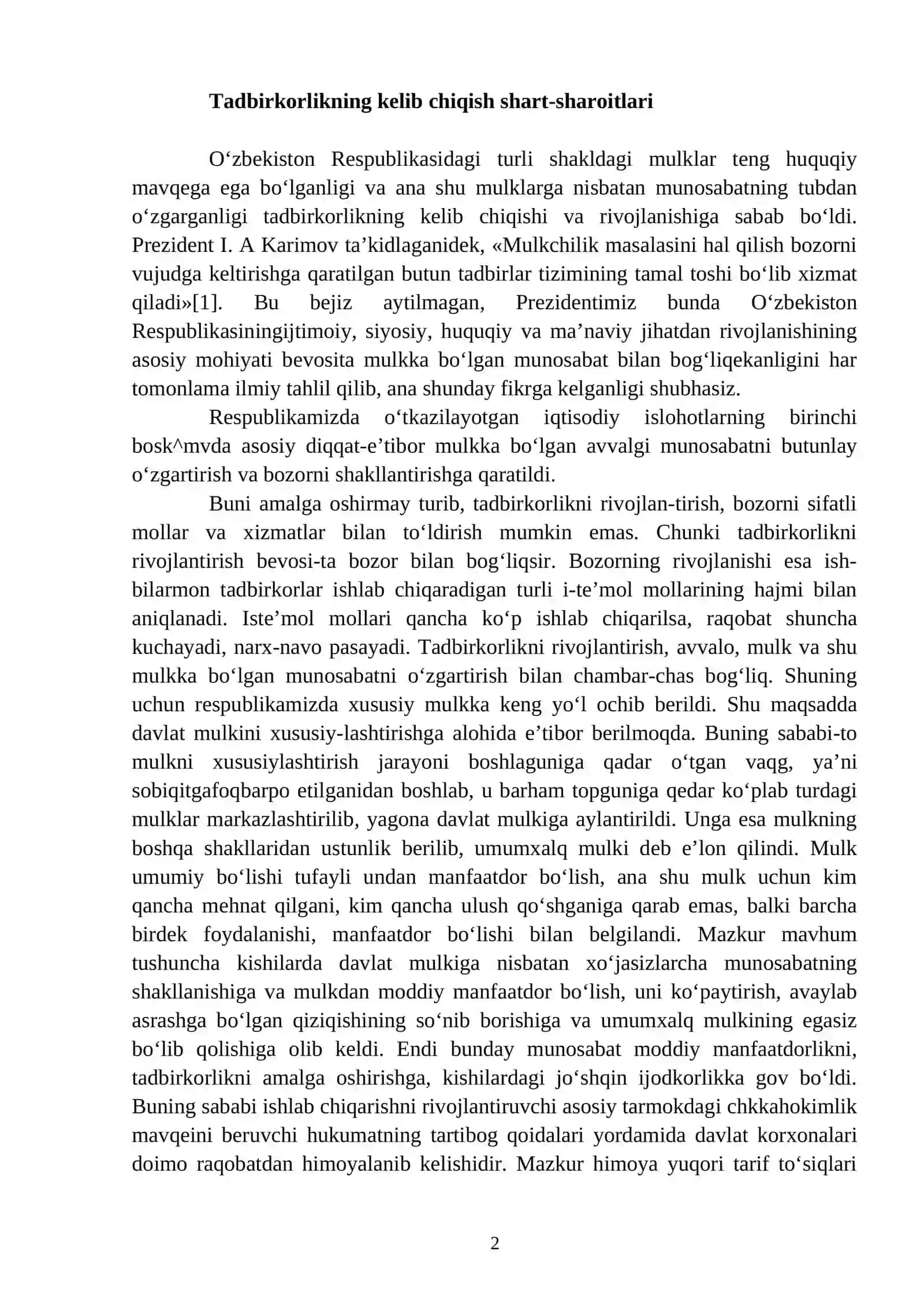 Tadbirkorlikning tashkiliy huquqiy asoslari 2