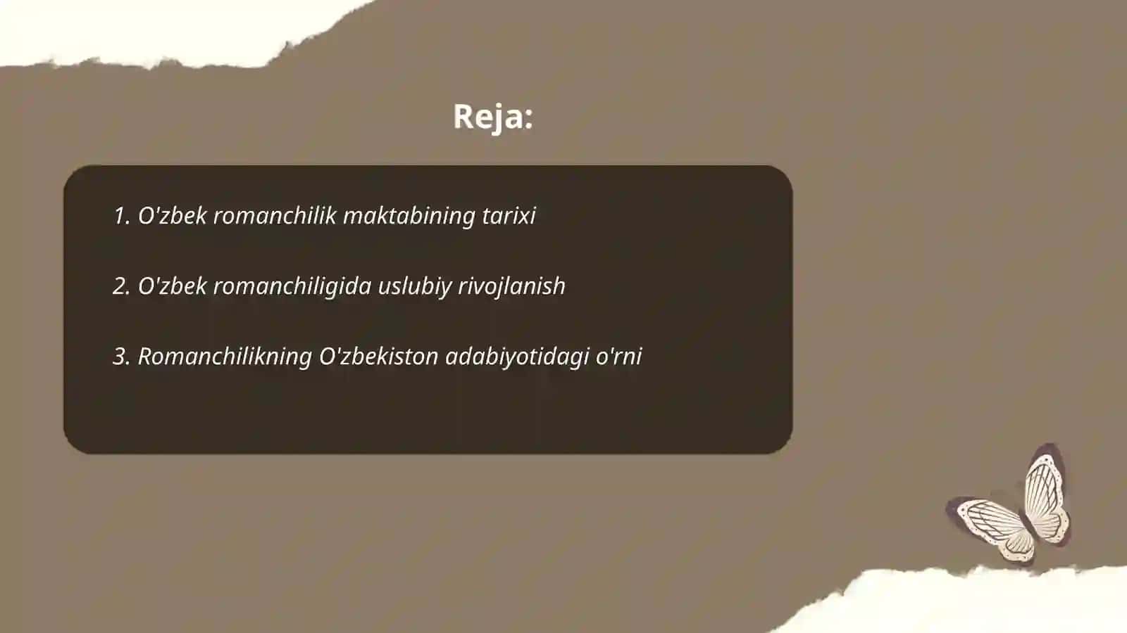 O'zbek romanchilik maktabining shakllanishi bo'yicha ma'lumotlar to'plash va tahlil etish 2
