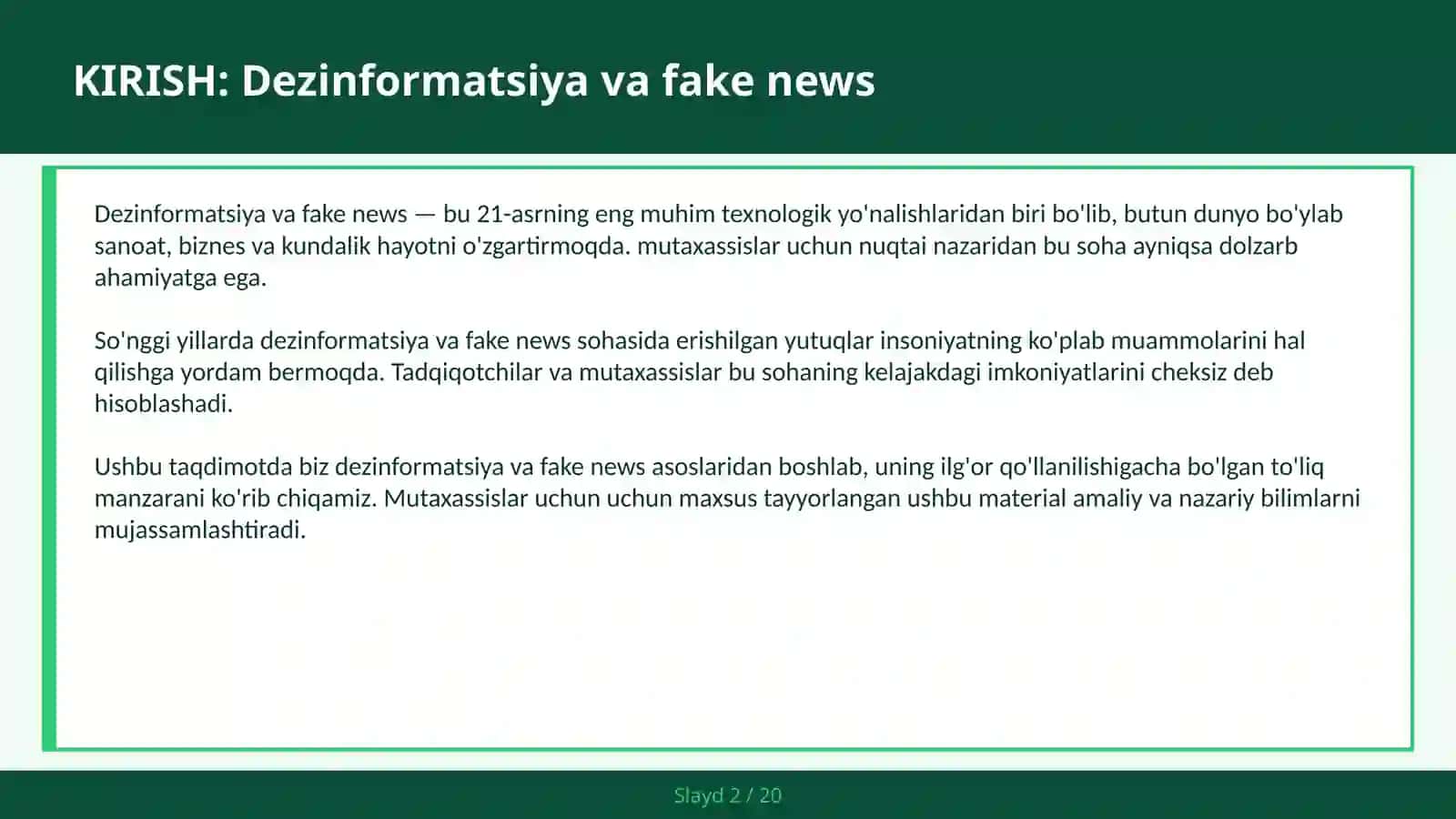 DEZINFORMATSIYA VA FAKE NEWS 2