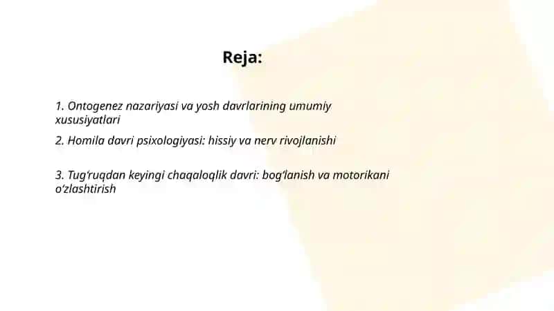 Ontognez yosh davrlari psixologiyasi 2