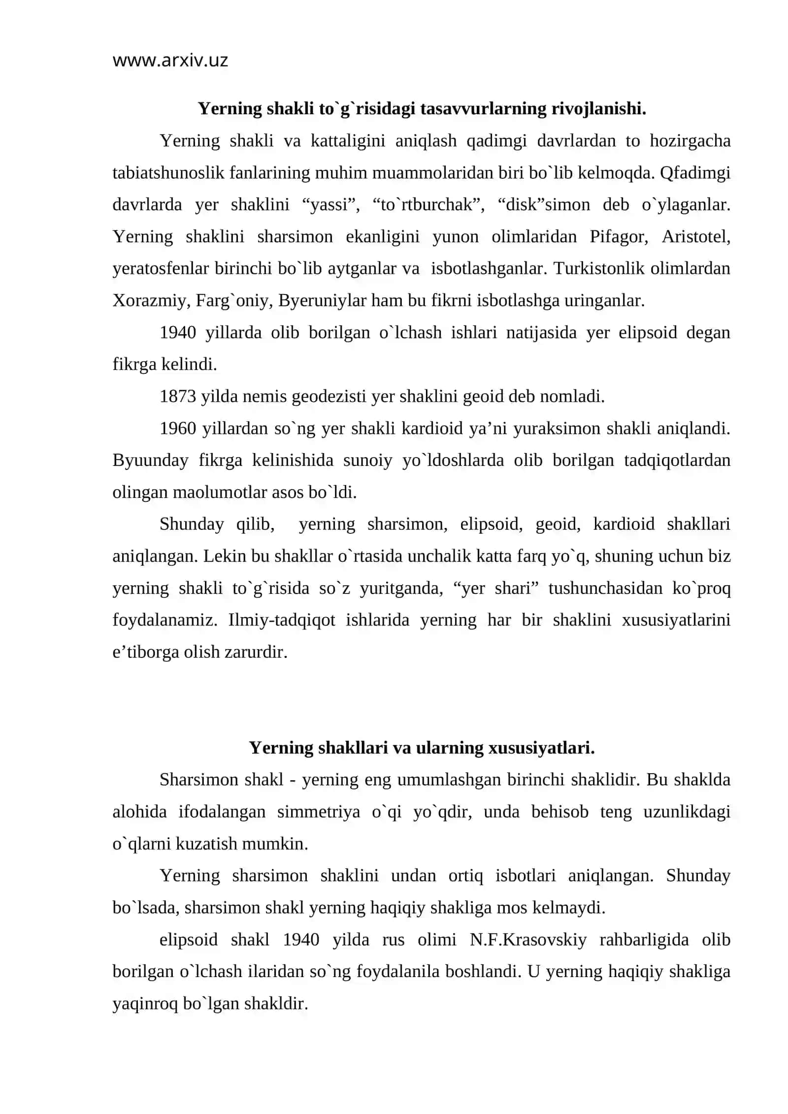 Yer shakli va kattaligi, ularning geografik oqibatlari 2