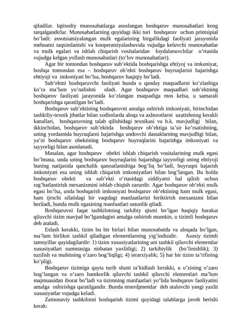 Boshqaruv va uning o’ziga xos tomonlari 2