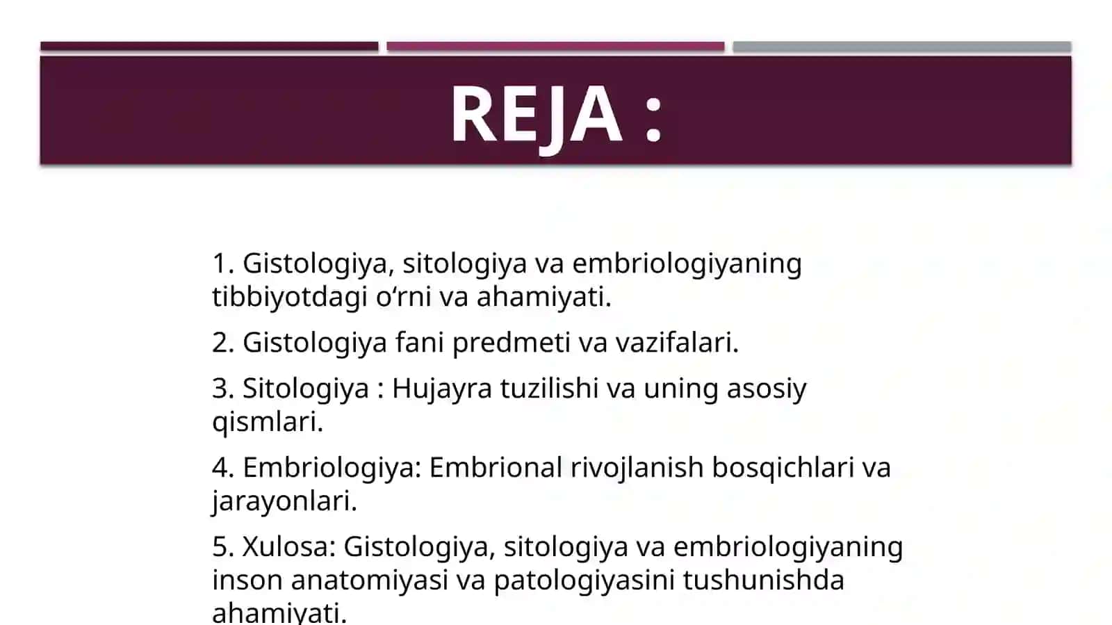 Gistologiya, Sitologiya va Embriologiya Fanlari Haqida 2