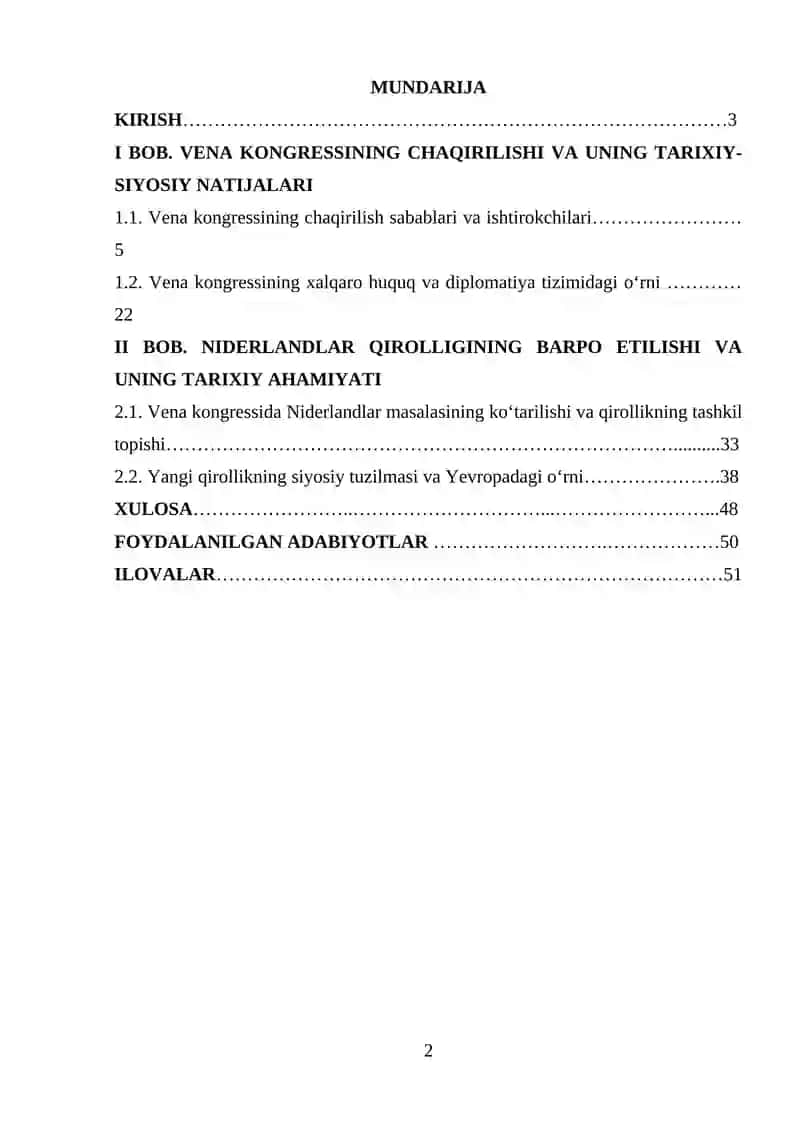 “Vena kongressi va Niderlandlar qirolligining barpo etilishi” 2