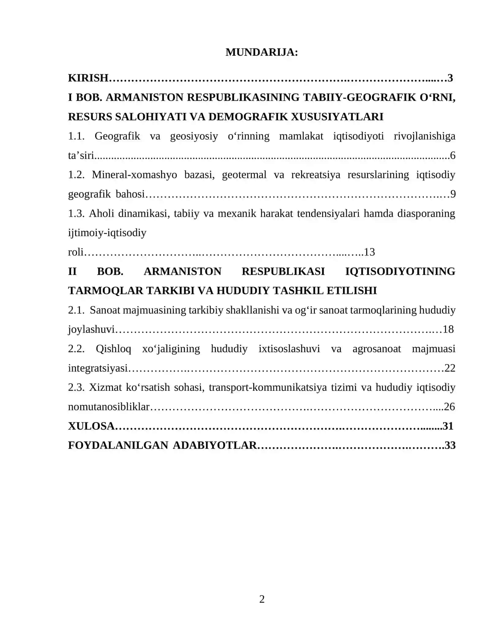 ARMANISTON RESPUBLIKASI IQTISODIY-IJTIMOIY GEOGRAFIYASI 2