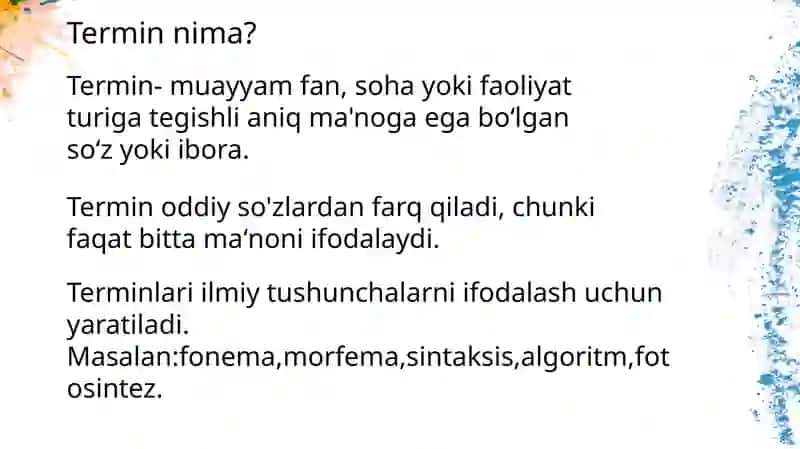 Terminologiya. Tilshunoslik terminlari 2