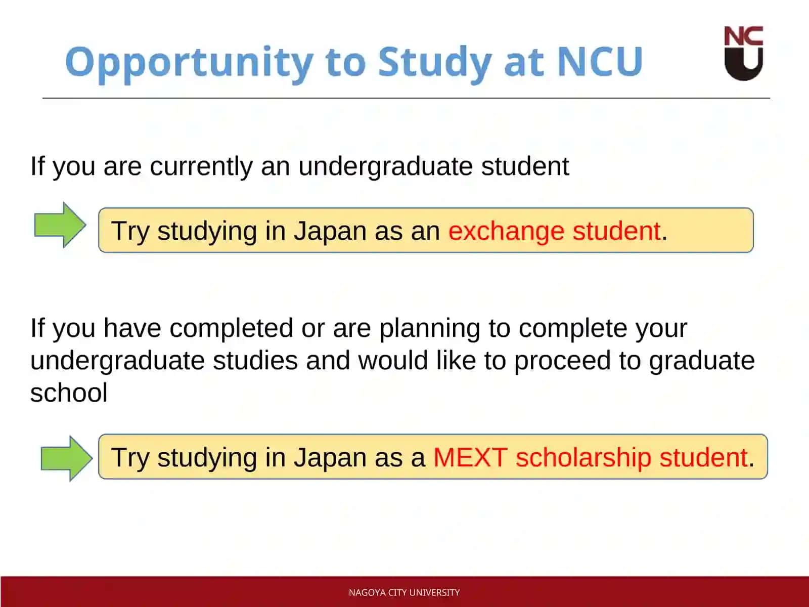 Invitation to NCU, Nagoya City University 2